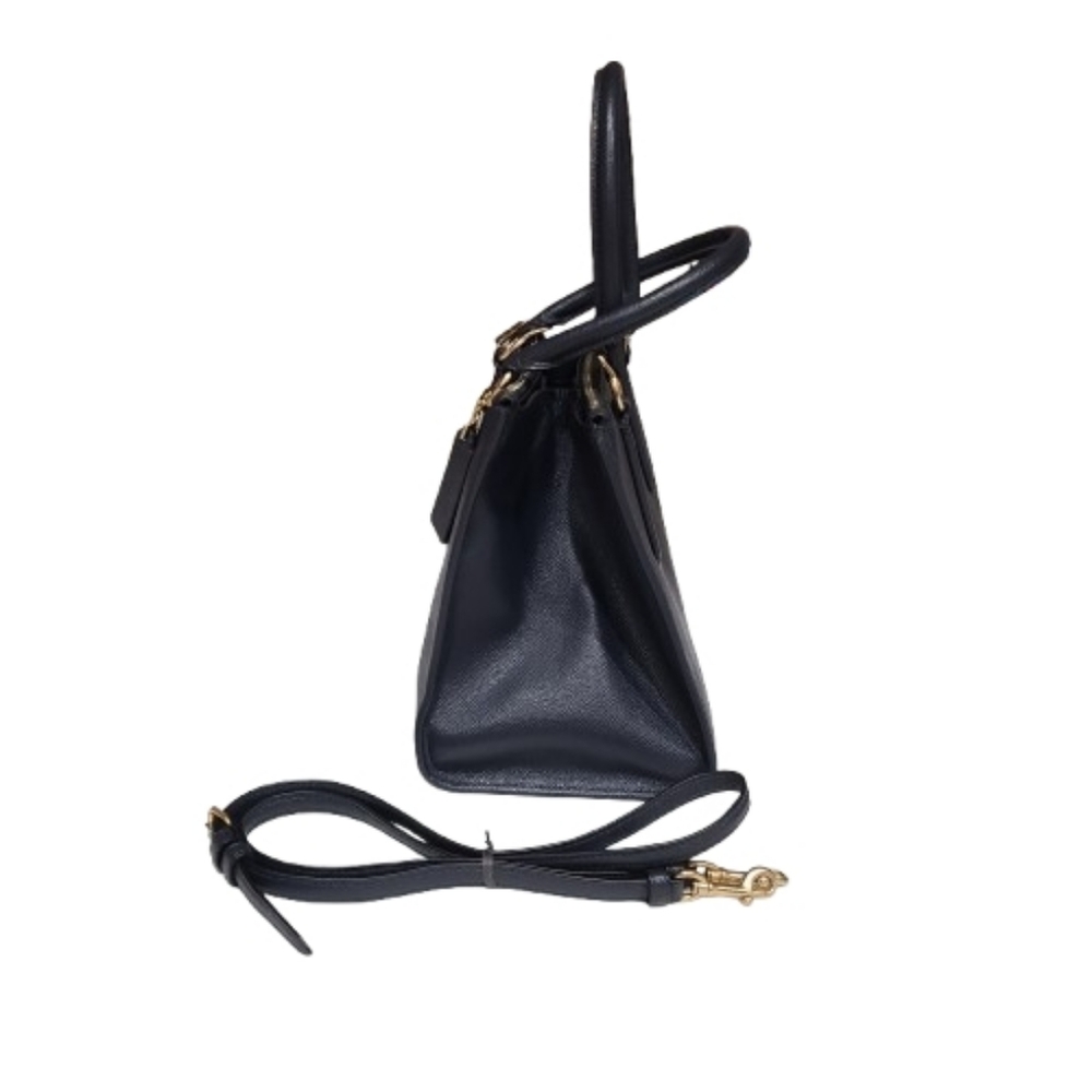 Coach Crosby Carryall Crossgrain Leather Tote Midnight Navy Satchel Shoulder Bag - Picture 6 of 16